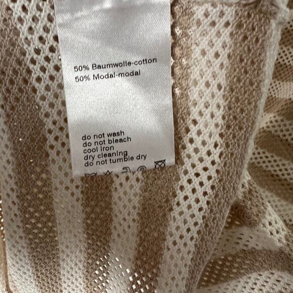 Akris Punto Tan Beige Cream Stripe Pullover Size 8 - Picture 6 of 8